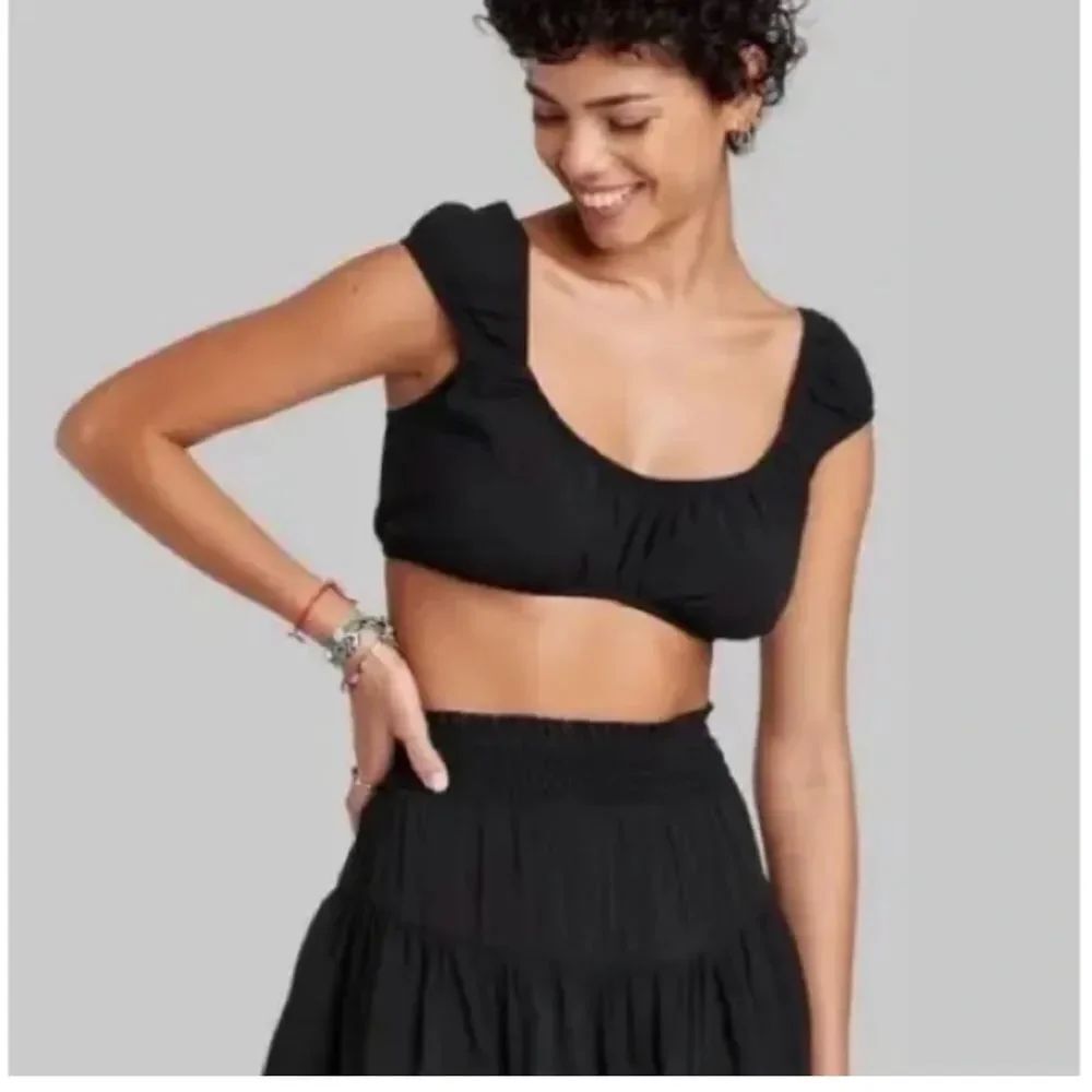 Wild Fable Cap Sleeve Black Crop Top NWT Size Medium